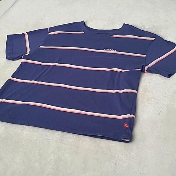 Dickies Women's Medium Boxy Crew Neck Short Sleeve Horizontal Stripe Streetwear - Picture 11 of 12